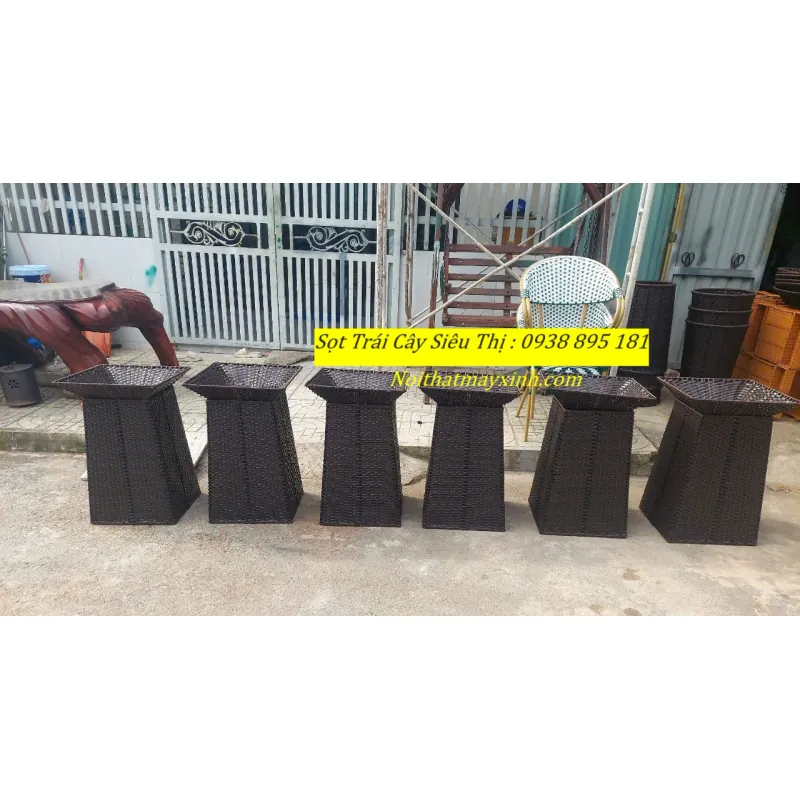 Xưởng sản xuất sọt mây trưng bày trái cây siêu thị màu vàng mây chính hãng 762128