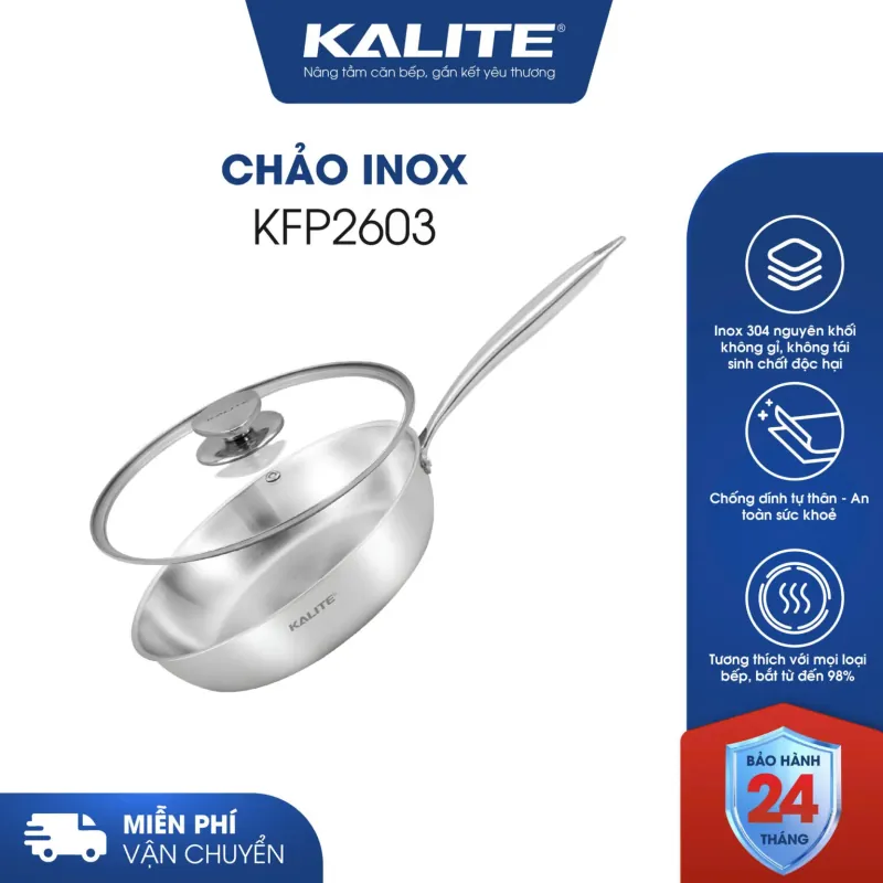 🍳 Chảo rán inox liền khối cao cấp KALITE KFP2603 – Hiệu suất bắt từ 98% 720965