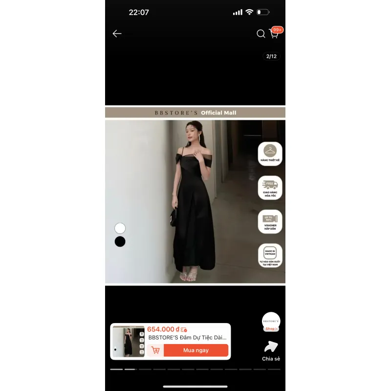 Đầm tiệc màu đen sz M của bbstore 751813