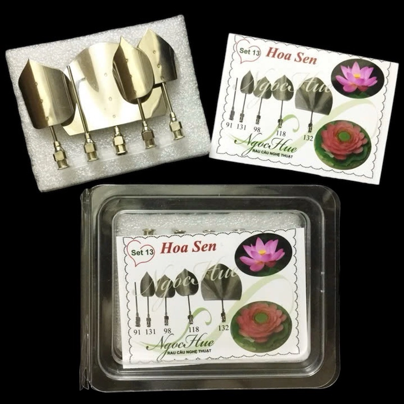 Bộ 5 dụng cụ làm thạch rau câu 3D – Set 13 – Bộ làm hoa sen – Mã số 1310 342901