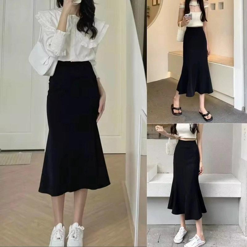 Chân váy đuôi cá dáng dài thun gân co dãn cực tôn dáng 496873