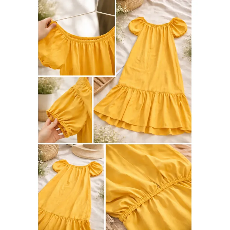 Váy xuông Vàng bo chun cổ 973127