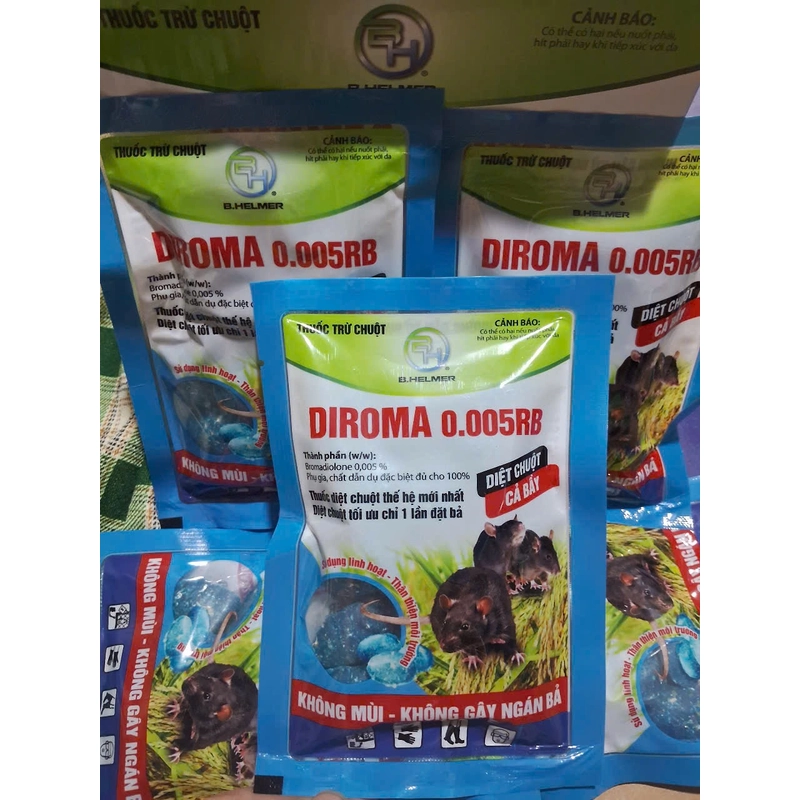 Thuốc diệt chuột dạng viên nén gói 20 viên DIROMA 0.005 RB- bả sinh học an toàn thế hệ mới 370882