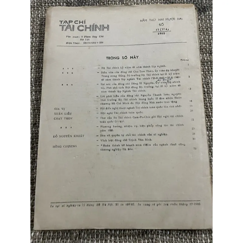 Tạp chí tài chính - khổ lớn 11.1985  1021371