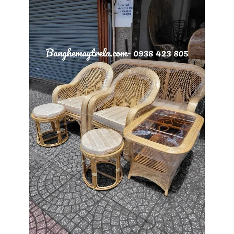 Bàn ghế sofa mây tự nhiên phòng khách hiện đại 697524