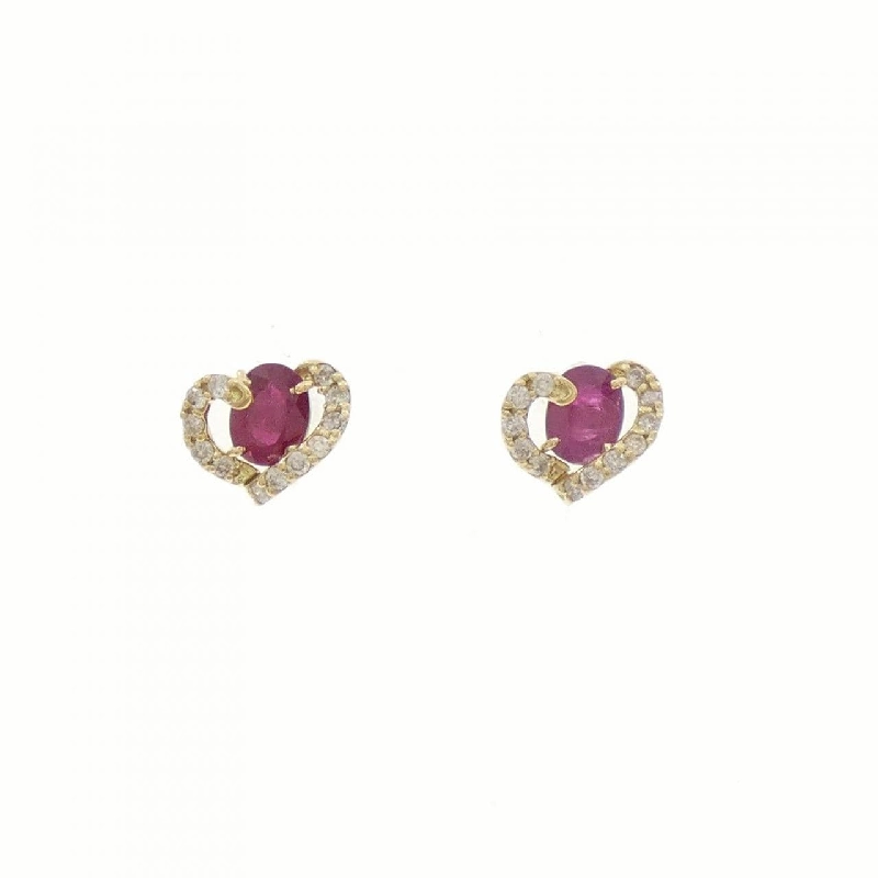 K18YG Heart Ruby Earrings 0.66CT - Hàng hiệu Authentic 868960