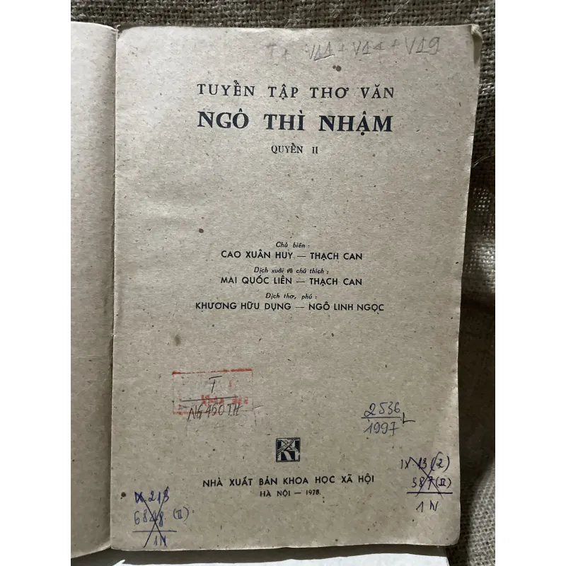 Tuyển tập thơ văn ngô Thì nhậm - 1 cuốn khổ lớn- hơn 900 trang  800012
