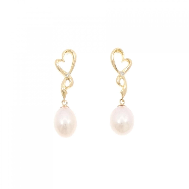 K18YG Heart Freshwater Pearl Earrings - Hàng hiệu Authentic 869367