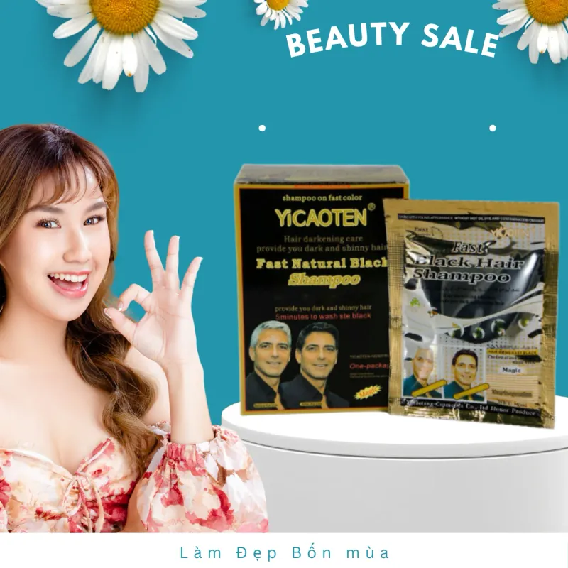 Dầu Gội Nhuộm Đen Tóc YICATENG, YICAOTEN, CAOTEN, IVSI (Hộp 10 gói x 30ml) 572102