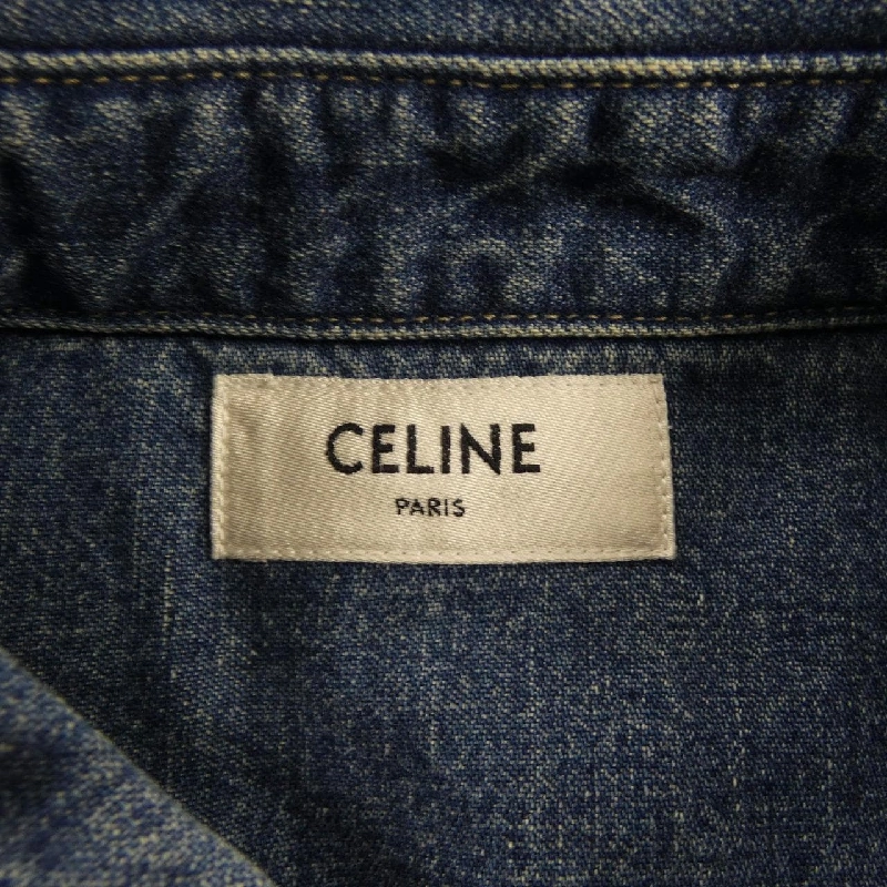 Áo sơ mi cropped denim wash đại dương liên minh CELINE 631271
