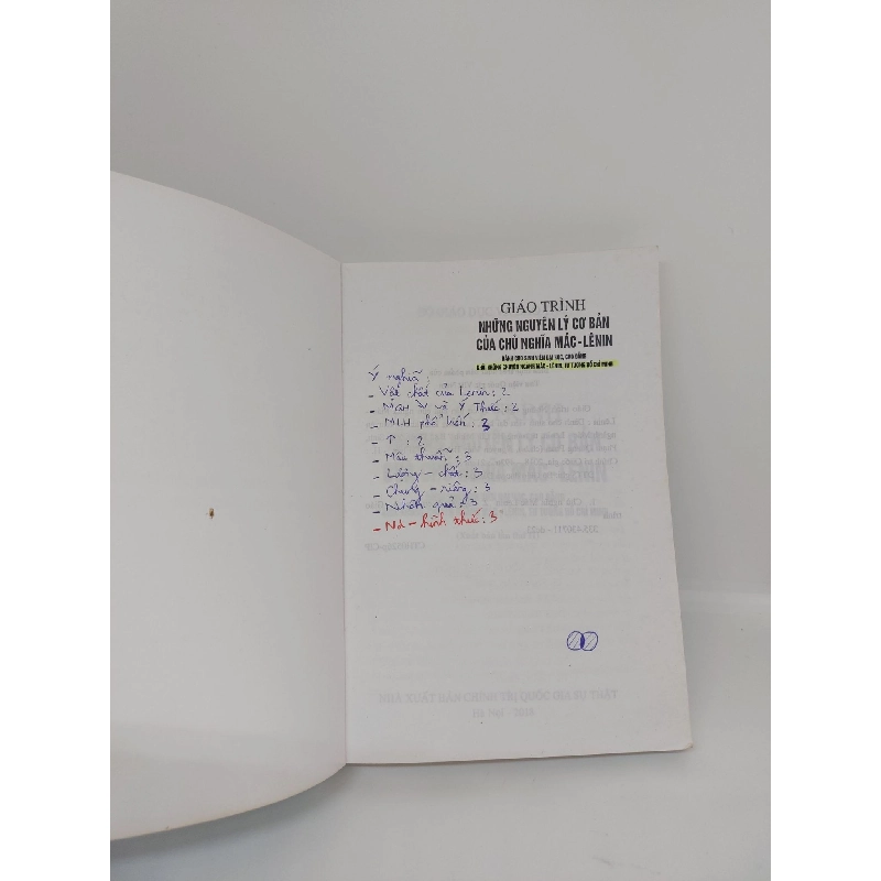 Giáo trình Những nguyên lý cơ bản của Chủ nghĩa mác-lênin mới 80% 2018 có highlight có ghi chép, HCM.VL0509 912123