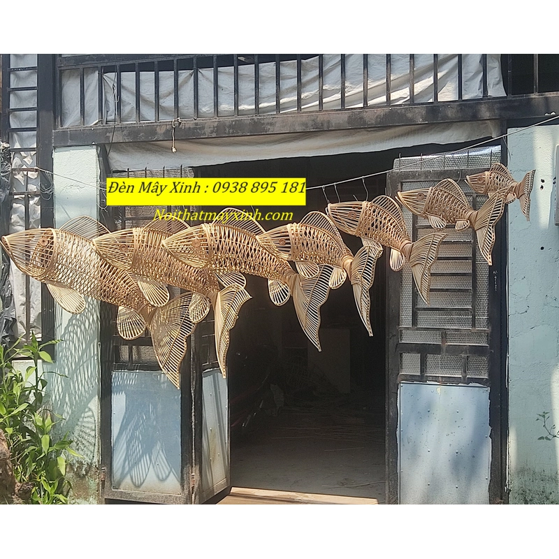 Đèn mây hình cá chính hãng ,đèn decor hình cá,đèn handmade hình cá 494582