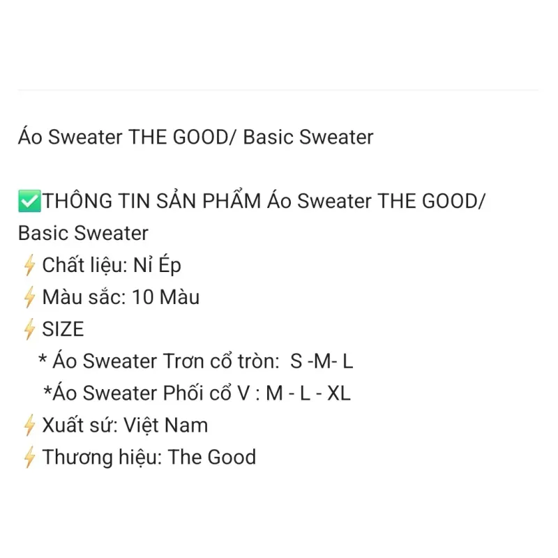 ÁO SWEATER THE GOOD - MÀU ĐEN - SIZE M 739877