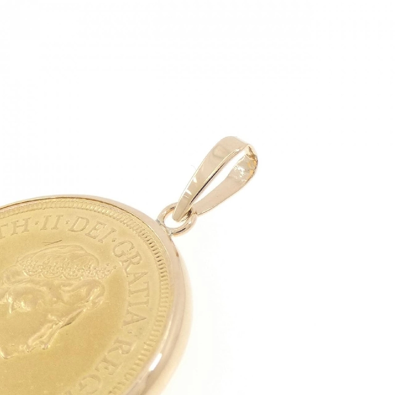 K18YG(枠) Mặt dây chuyền đồng xu - Hàng hiệu Authentic 870906