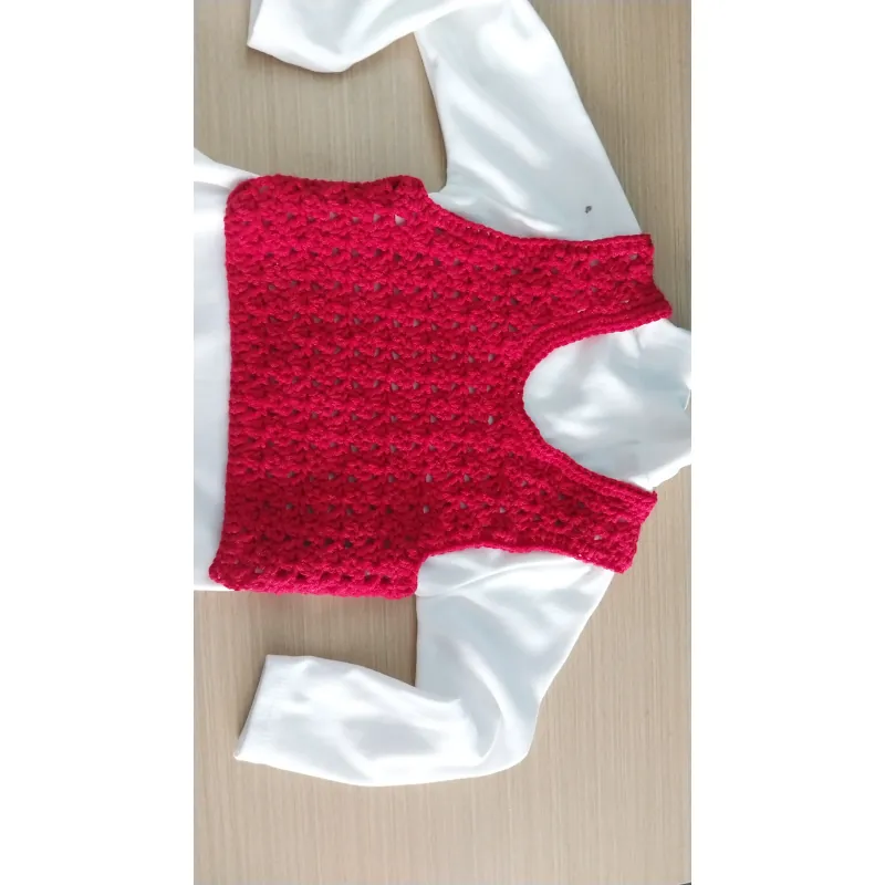 Áo gile len màu đỏ handmade còn mới 751707