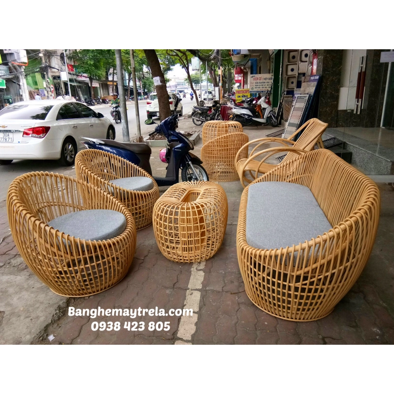Bàn ghế sofa trứng mây tự nhiên 459646