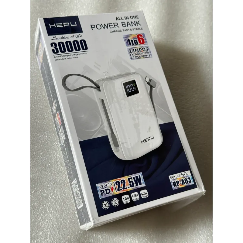 Pin dự phòng HEPU HP-A03 30000 mAh | Sạc siêu nhanh PD 22.5W | Cổng Type-C & Lightning 560659