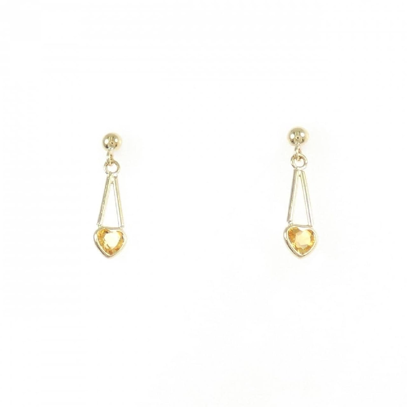 K18YG Bông tai hình trái tim Citrine - Hàng hiệu Chính hãng 868740