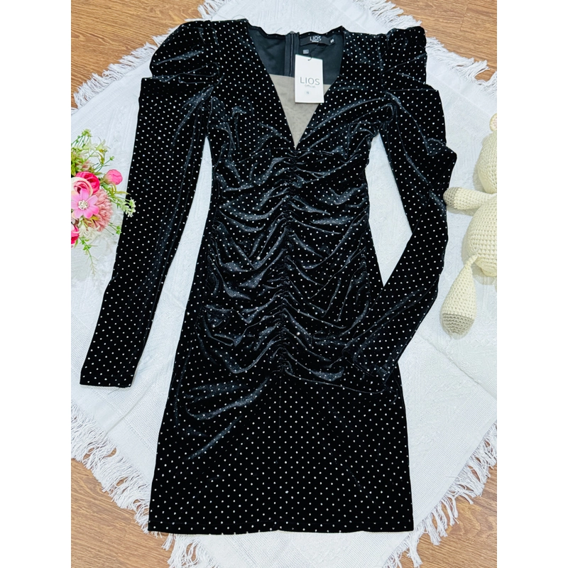Váy dự tiệc, Sz S , thun co giãn 4 chiều, màu đen kim tuyến , mới nguyên tem mác 475748