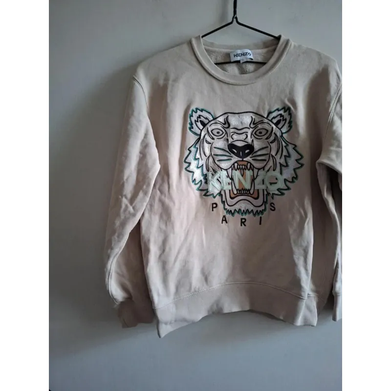 Áo nỉ nữ thêu hình đầu hổ Kenzo màu be size S chính hãng 719292