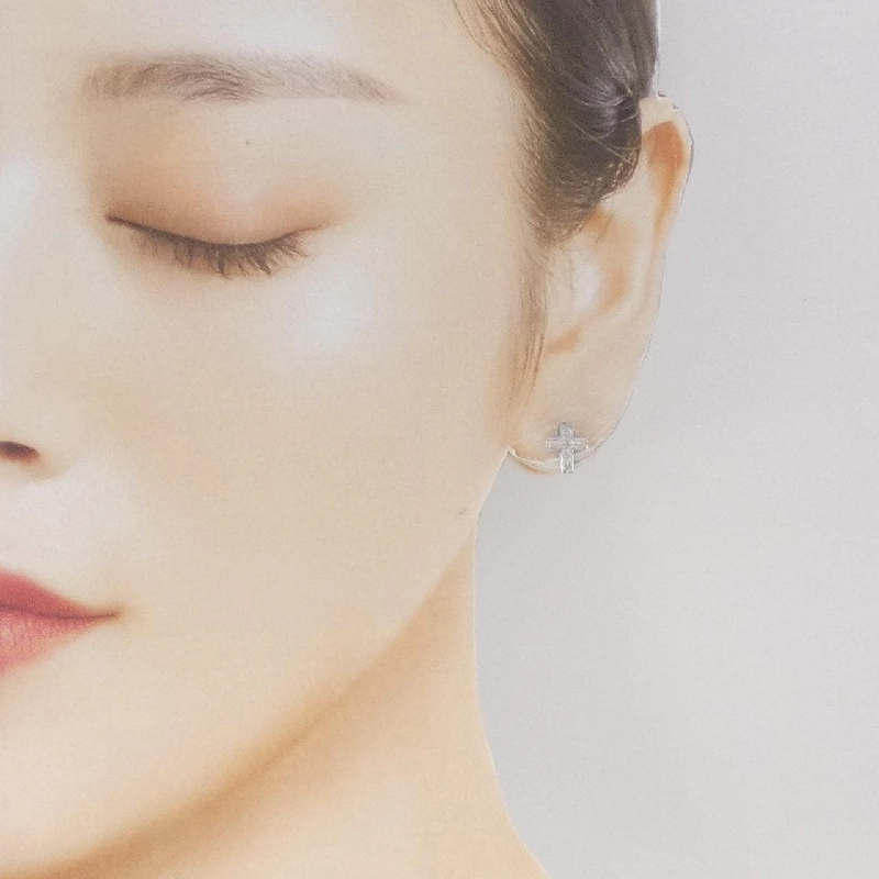 K18WG Bông tai kim cương chéo 0.10CT - Hàng hiệu Chính hãng 862233