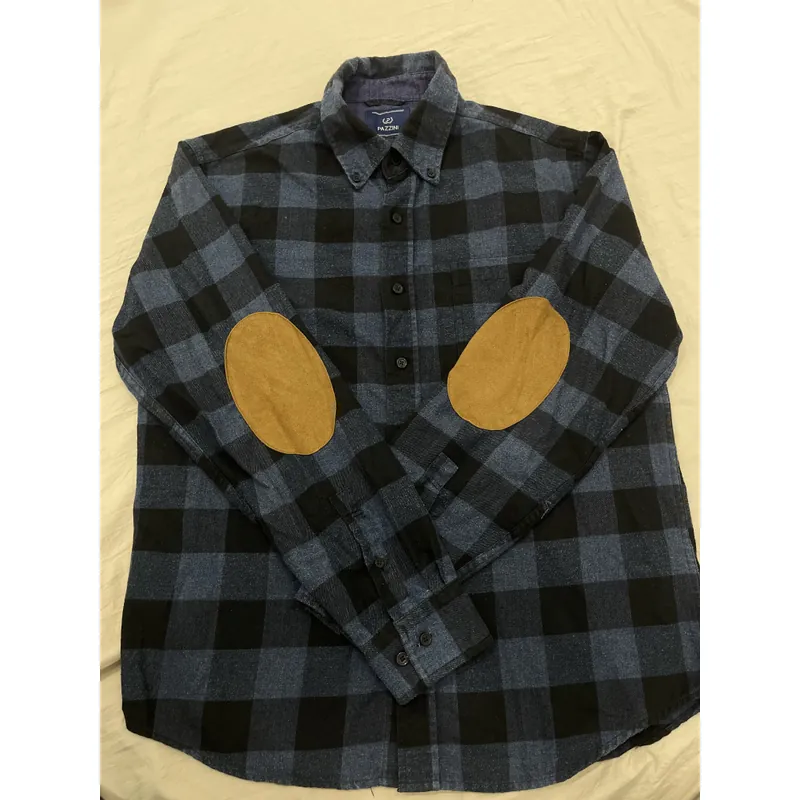 Áo sơ mi xanh caro có đáp gấu tay Pazini slimfit size 42 729086