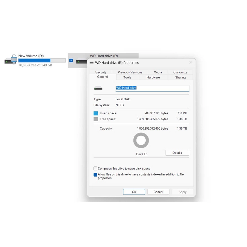Ổ cứng di động WD 1,36 TB 528126