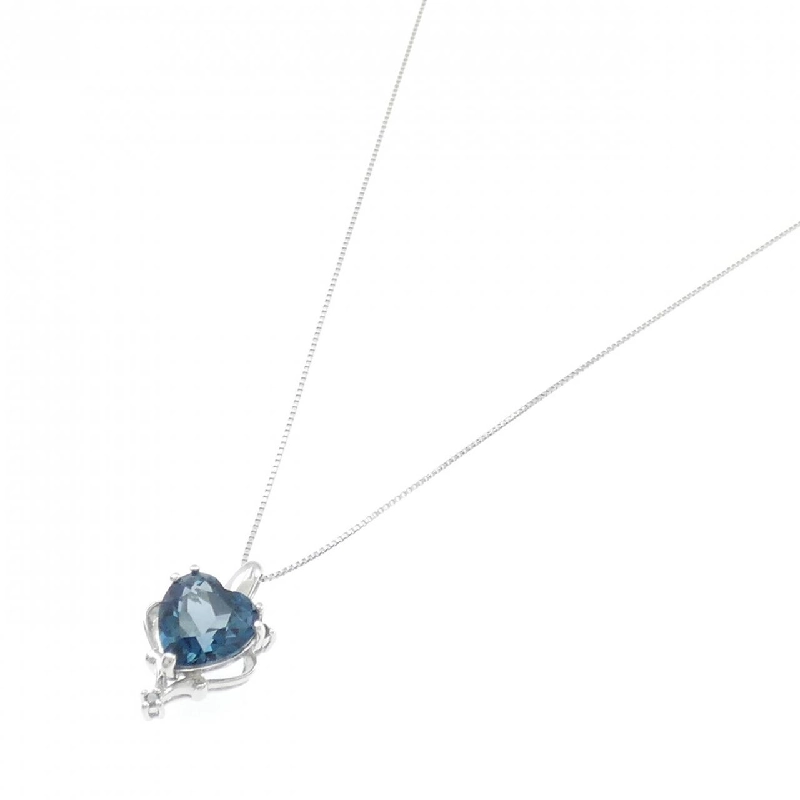 K18WG Dây chuyền hình trái tim đá Blue Topaz 2.50CT - Hàng hiệu Chính hãng 858923