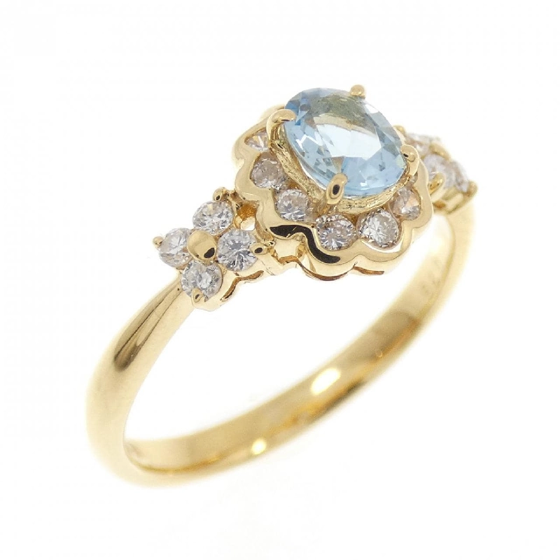 Nhẫn aquamarine K18YG hoa 0.29CT 667294