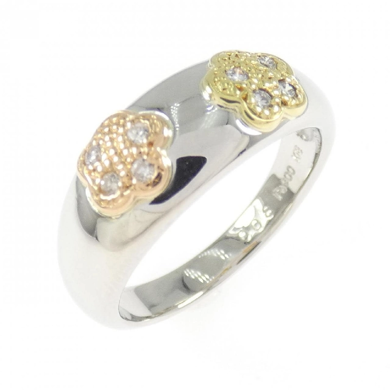 Nhẫn kim cương hoa PT900/K18YG/K18PG 0.08CT - Hàng hiệu Authentic 848294