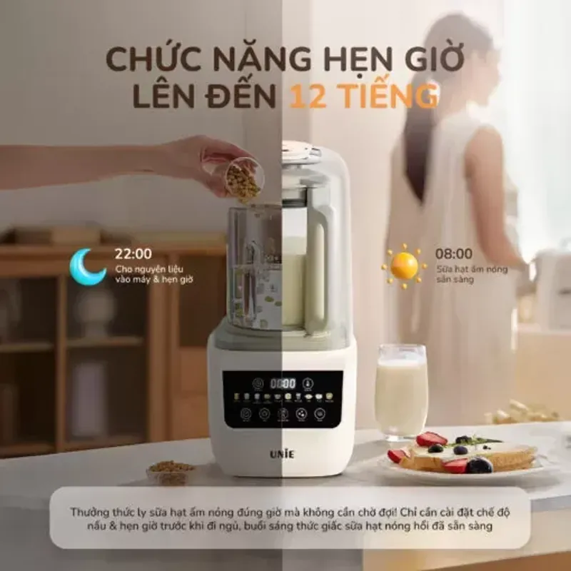 Máy làm sữa hạt UNIE UCB15 1.5L giảm ồn 30%, 10 chức năng nấu, xay nấu tự động thông minh 578098