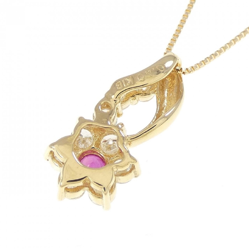 K18YG Hoa Hồng Ruby Dây Chuyền - Hàng hiệu Chính hãng 857614