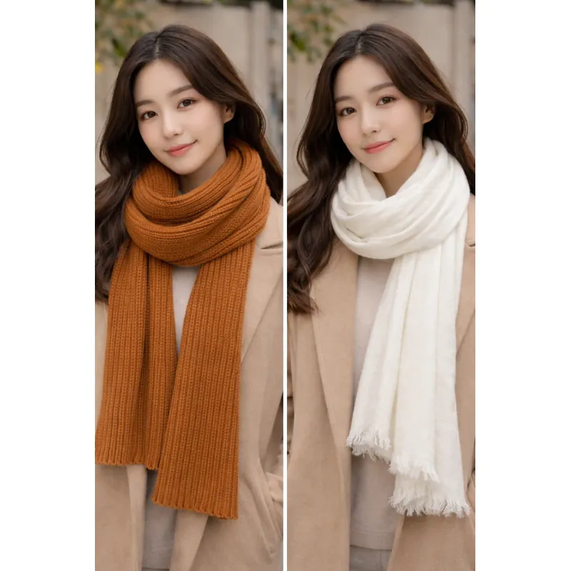 Khăn len nâu ấm áp – khăn trắng nhẹ Hai kiểu, hai phong cách nhưng đều cực dễ phối đồ.  937050