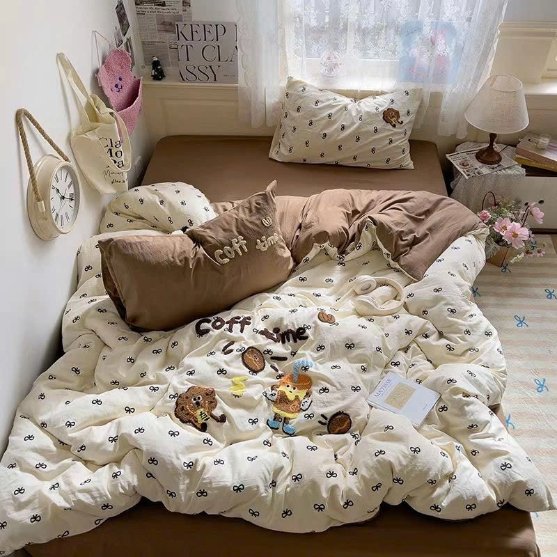 Chăn ga cotton đũi mềm hoạ tiết thêu 469579