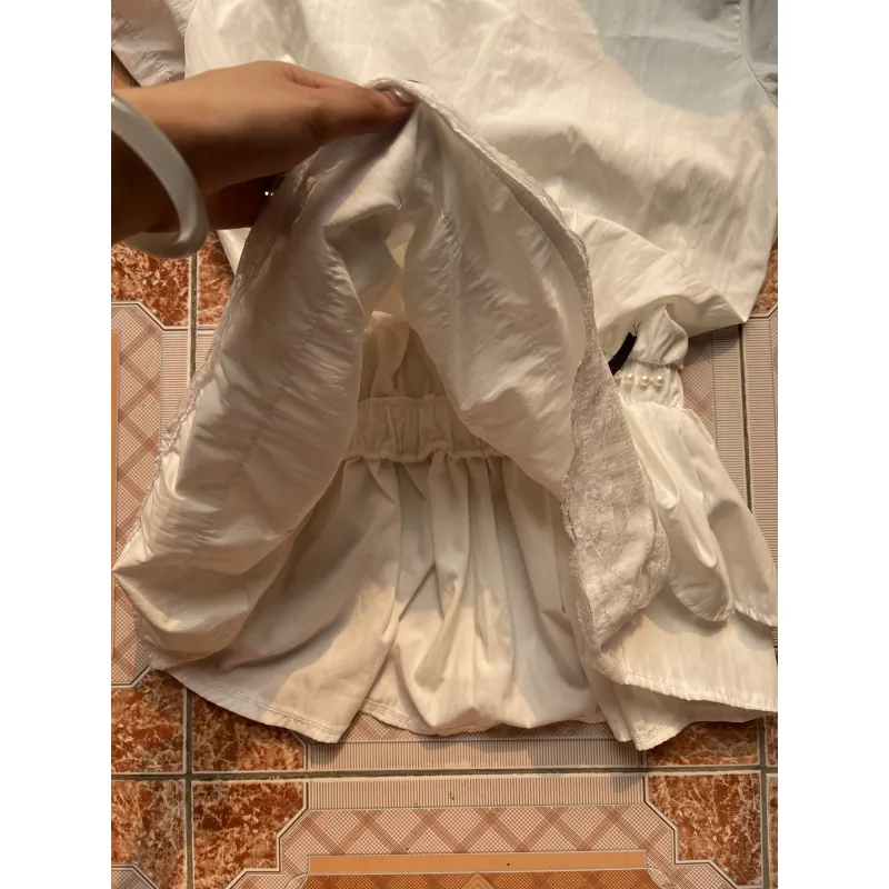 ÁO CỔ TRÒN PHỐI REN THẮT NƠ EO KÈM ĐAI NGỌC MIX CHÂN VÁY XÒE NANA S23 1013539