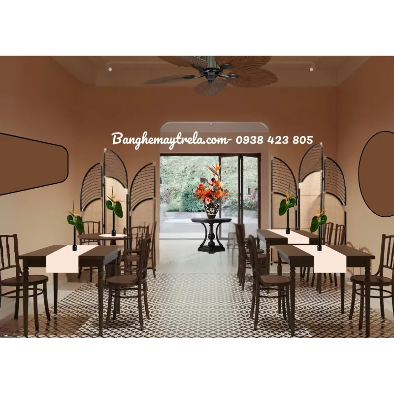 Bình phong mây khung đen hiện đại 708617