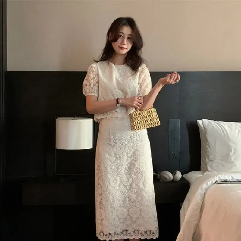 Set váy ren tiểu thư 2 lớp sang chảnh, thanh lịch 755749