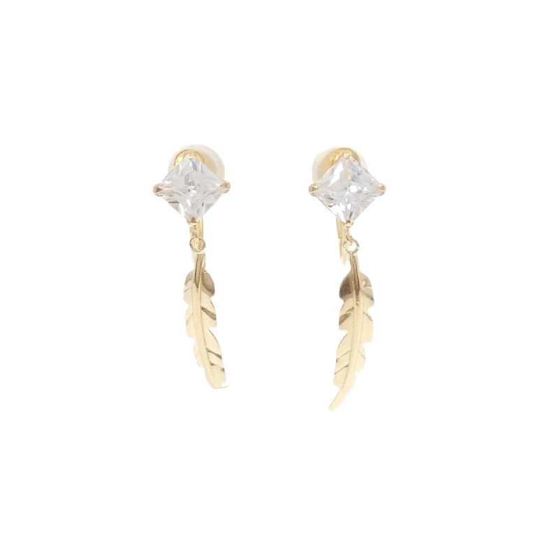 K18YG Feather Cubic Earring - Hàng hiệu Authentic 873072