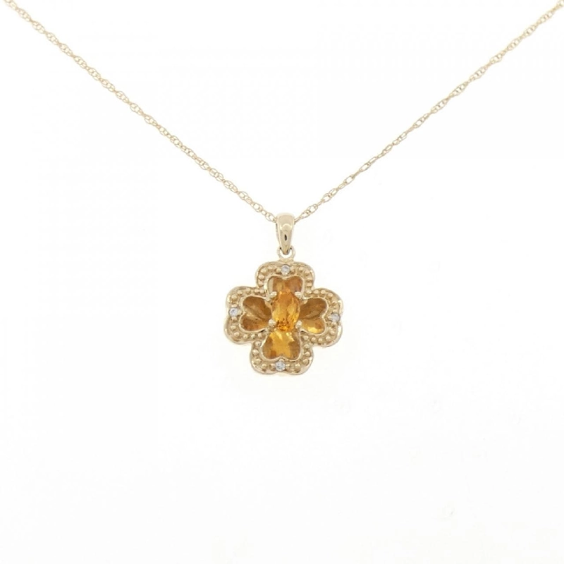 Dây chuyền Citrine 10KYG hình cỏ - Hàng hiệu Authentic 857131