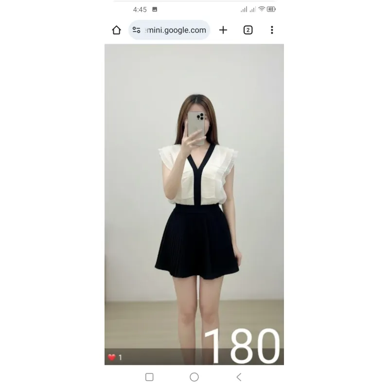 Set váy xếp ly áo tay ngắn cánh tiên size M mặc Tết cực xinh 748238