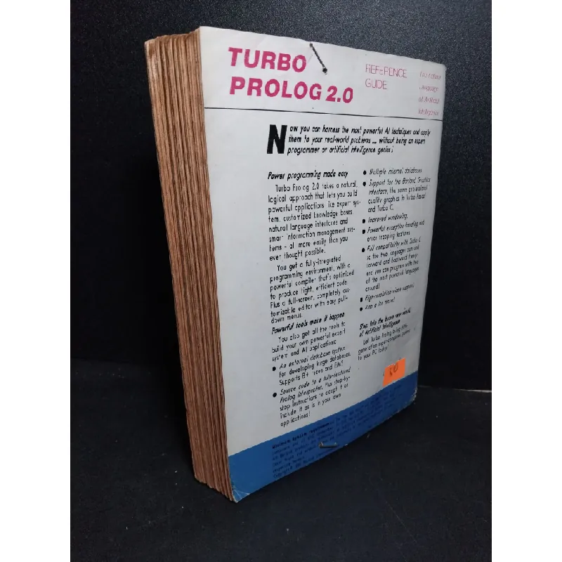 Turbo Prolog 2.0 reference guide mới 60% ố vàng bong gáy rách trang có chữ kí trang đầu có ghim bấm HCM2103 NGOẠI VĂN 410933