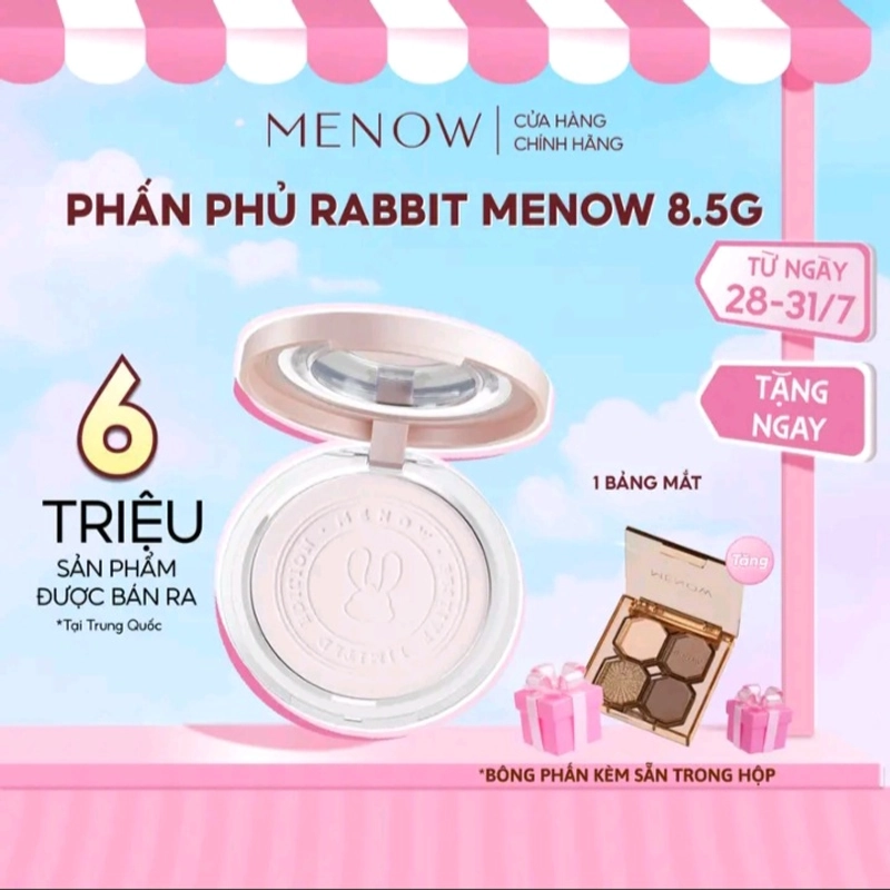 Phấn phủ Menow bản thường chính hãng màu E03-trắng sáng tặng phấn má(ib gửi bill) 522247