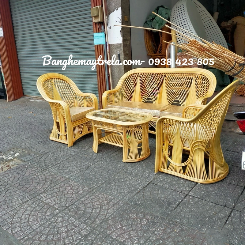 Bàn ghế sofa mây cây đóng phòng khách 497042