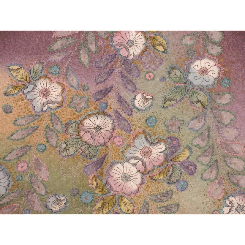 Kimono thăm viếng, chế tác màu vàng Yuzen, nhuộm ombre, kích thước L 876529