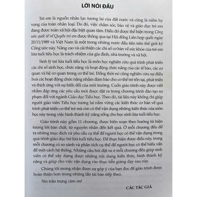 GIÁO TRÌNH SINH LÝ HỌC TRẺ EM LỨA TUỔI TIỂU HỌC 759127