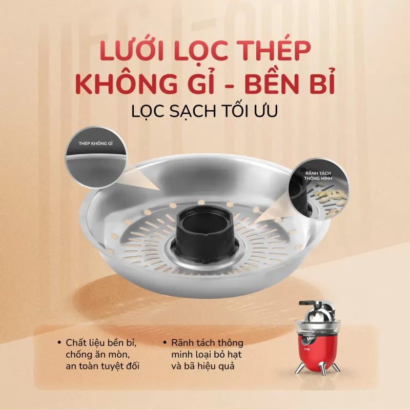 🍊 UNIE UECJ-666R – Máy vắt cam tự động 100W, ép nhanh – kiệt nước – sạch bã! 727434