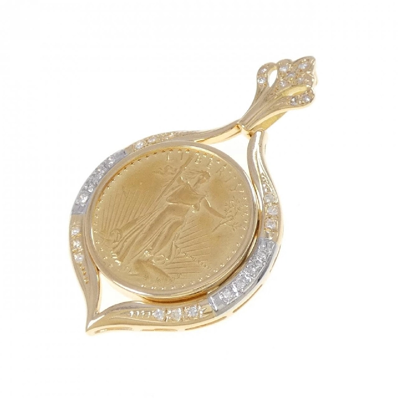 K18YG/PT(khung) Mặt dây chuyền đồng tiền kim cương 0.23CT - Hàng hiệu Chính hãng 869570