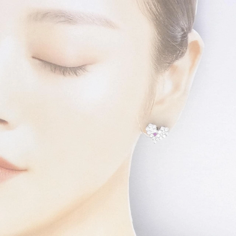 K18WG Bông tai hình trái tim Sapphire - Hàng hiệu Chính hãng 867012