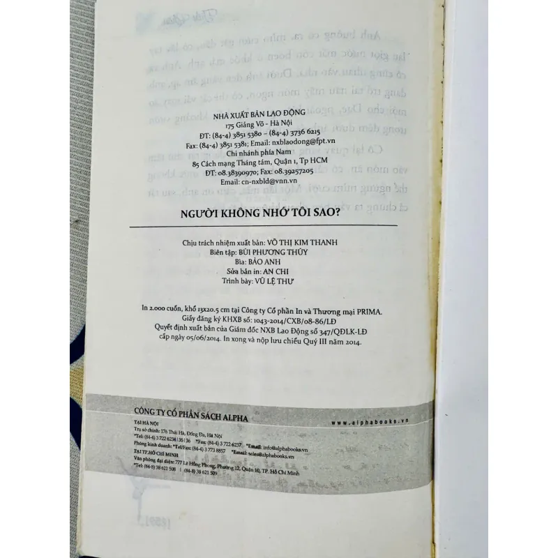 [Sách văn học] Người không nhớ tôi sao? - Tiểu Châu (Alphabooks) - Trung Bình 929259