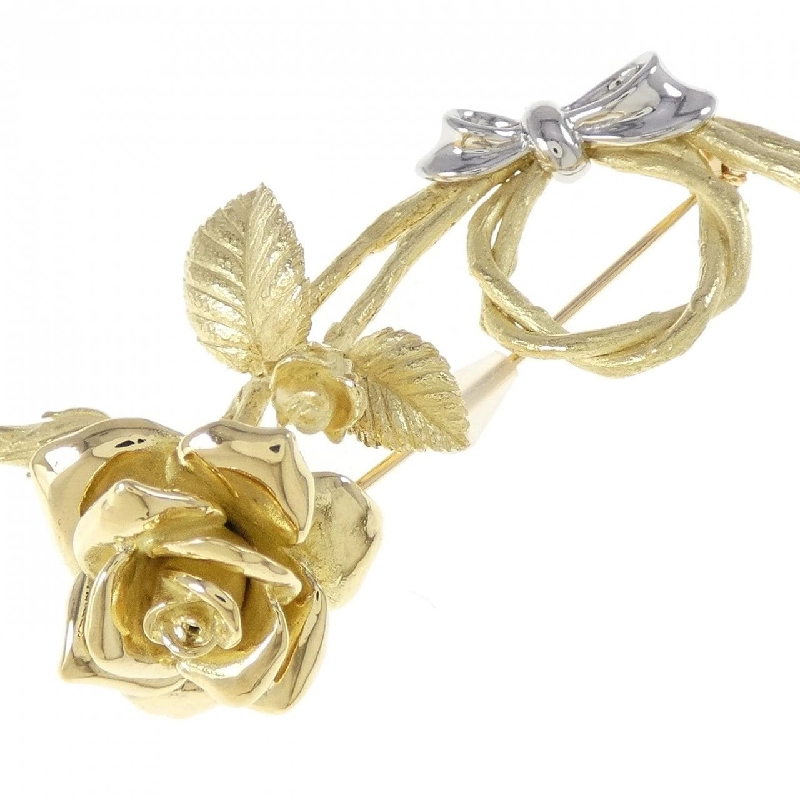 Brooch hoa hồng K18YG/PT900 Ginza Tanaka 666880